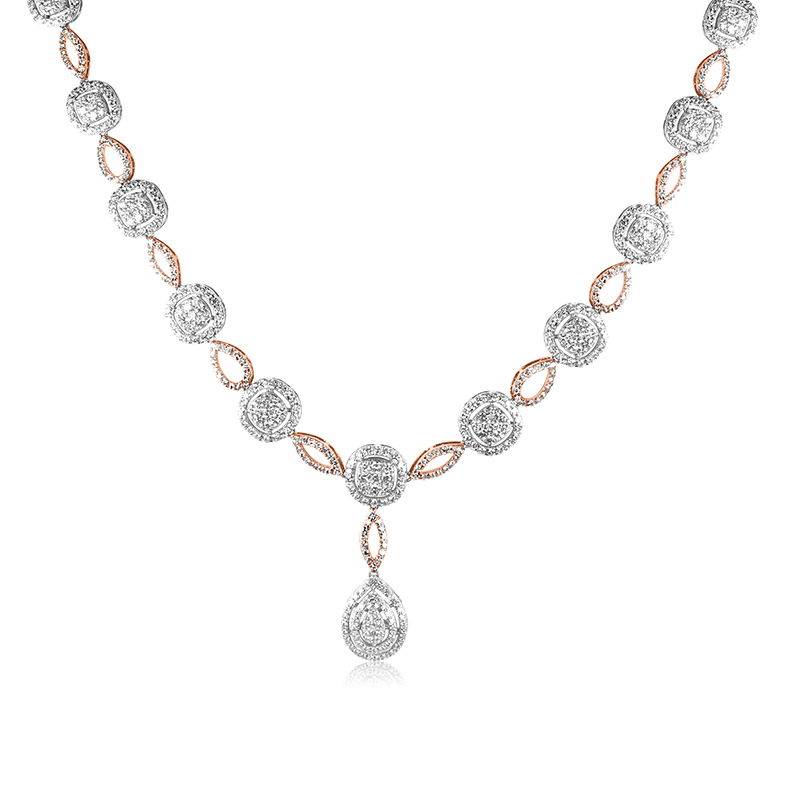 Cushion and Drop  Diamond Necklace Set